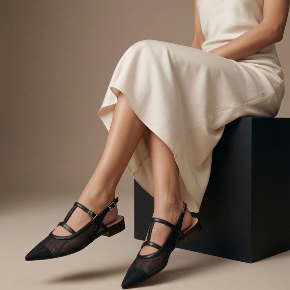 Unbranded Women's White and Black Ballet-shoes